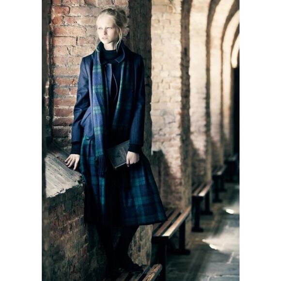 Patrick King Woollen Co Merino Wool Pocket Scarf NWT | Blue Green Tartan Gift - Picture 7 of 16